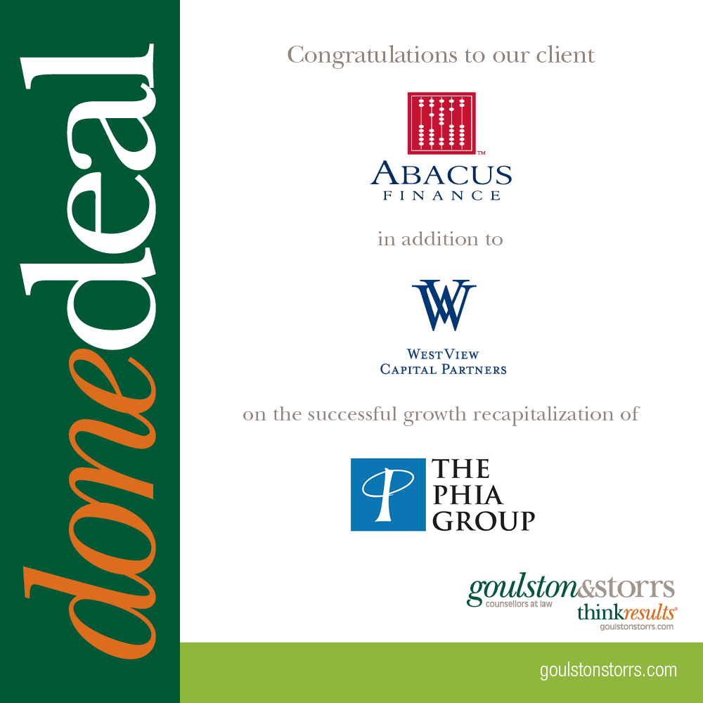 Done Deal - Abacus Finance, WestView Capital Partners, The Phia Group